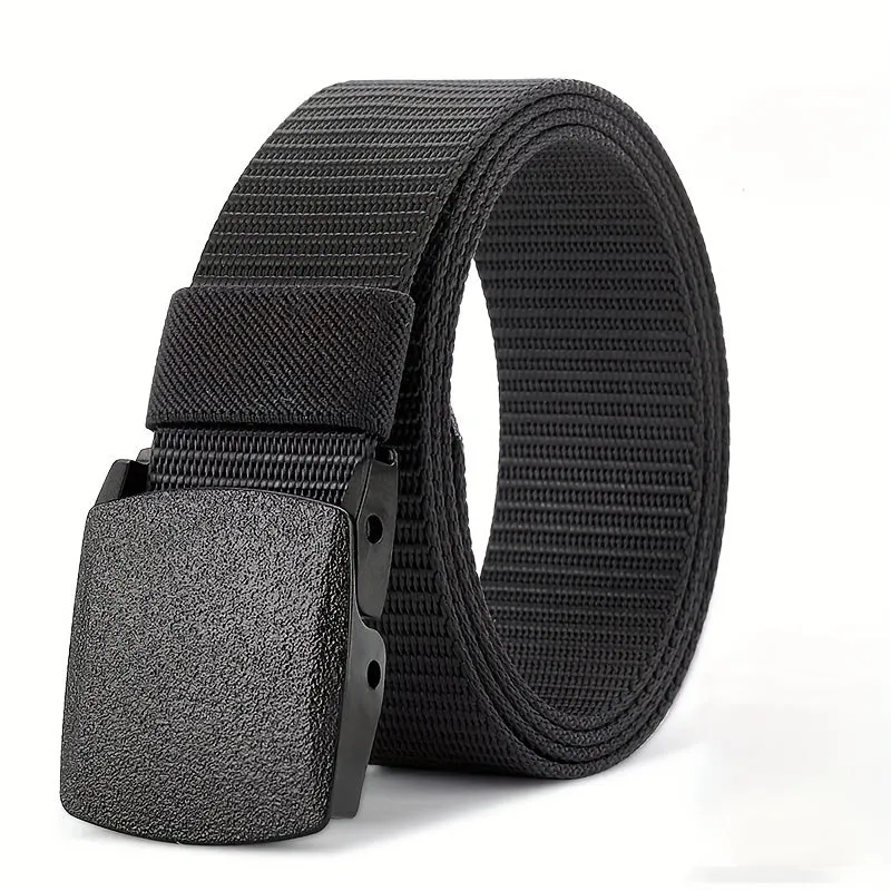 1pc Men's Automatic Buckle Tactical Canvas Belt For Work, Outdoor Sports, Military