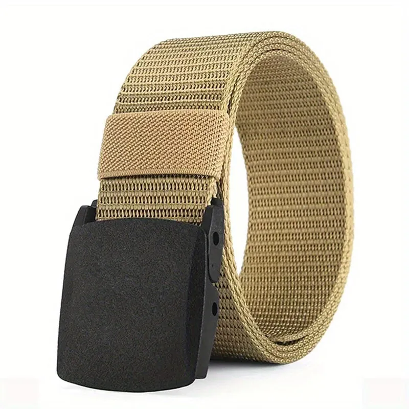 1pc Men's Automatic Buckle Tactical Canvas Belt For Work, Outdoor Sports, Military