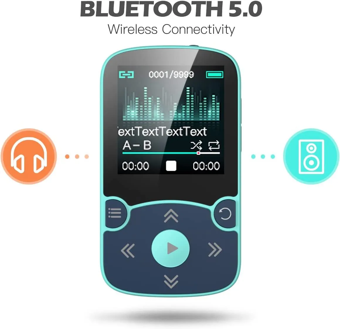 AGPTEK 32GB Bluetooth 5.0 MP3 Player with Clip – High-Fidelity Sound, FM Radio, Voice Recorder, Expandable Up to 128GB, Ideal for Sports & Running (Blue)