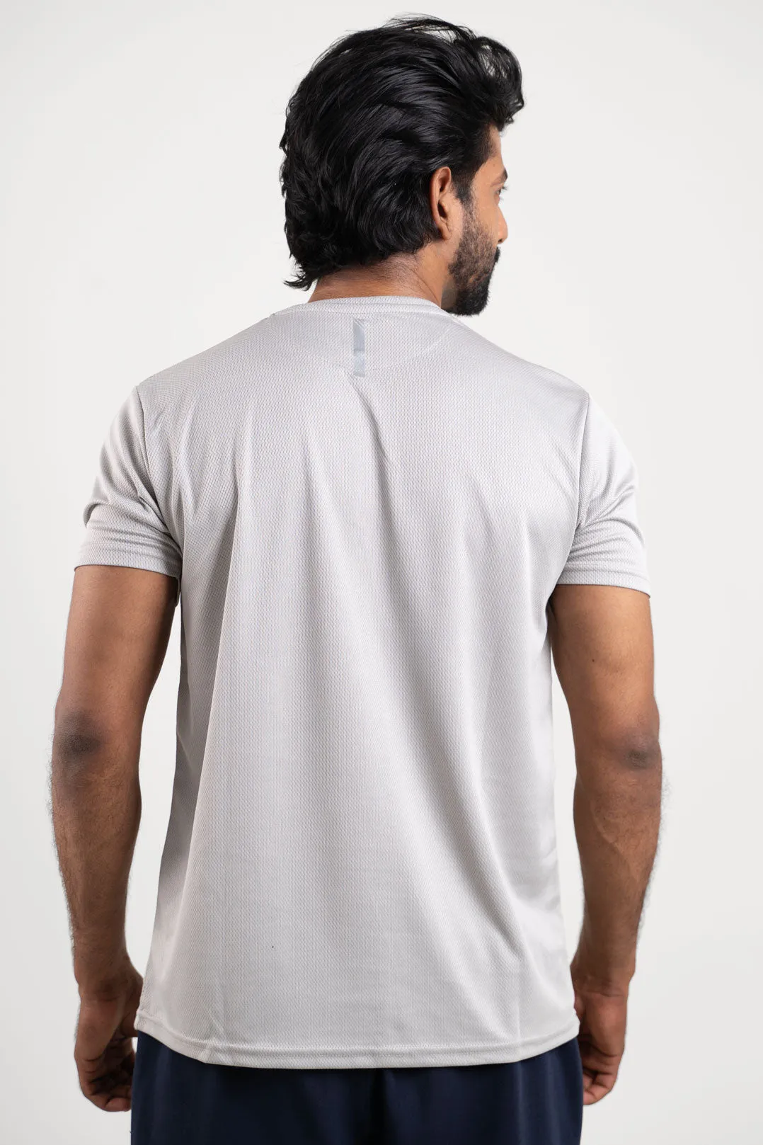 Active Light Gray Crew Neck Tshirt  For Men