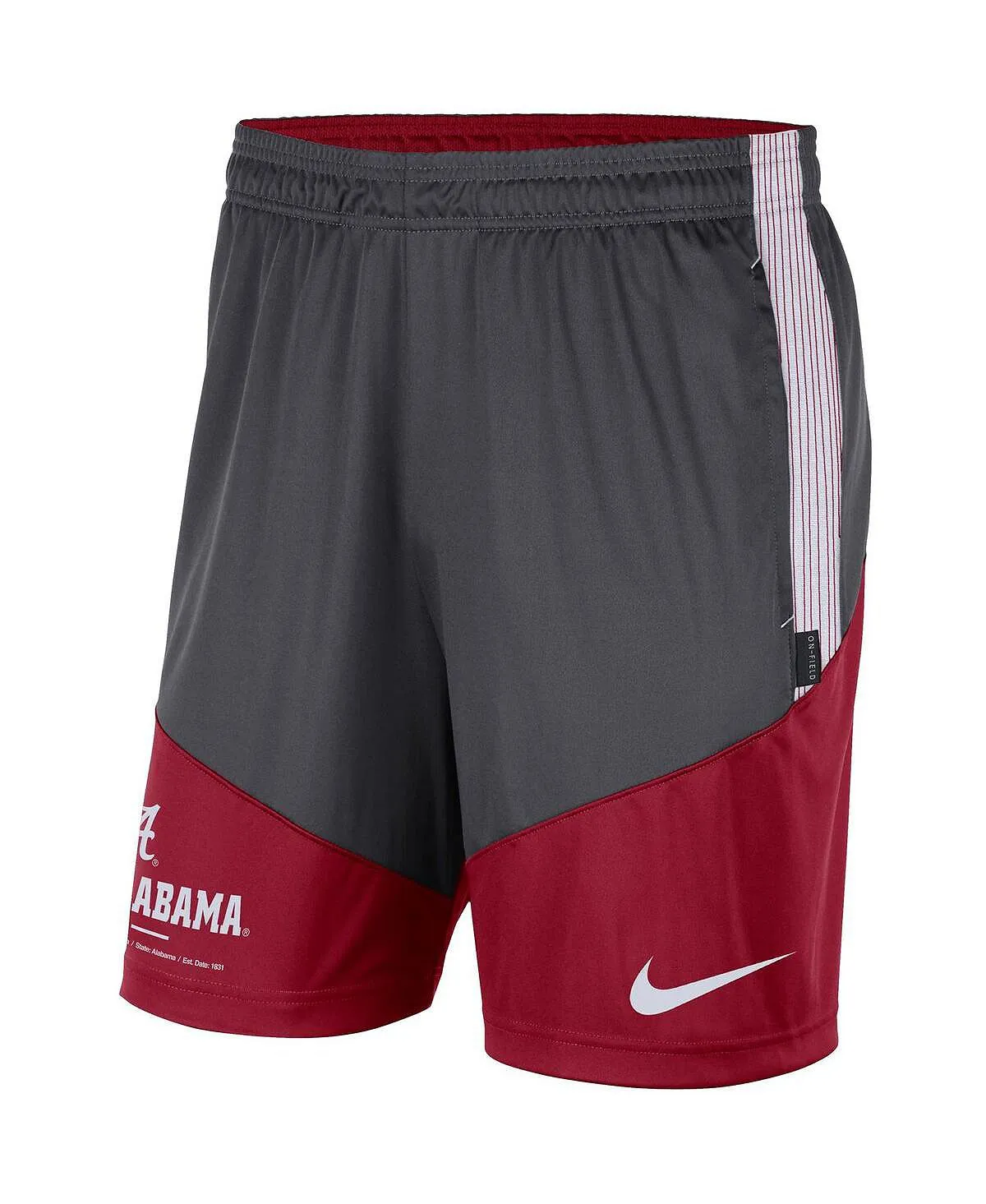 alabama crimson tide team performance nike men's jersey shorts dark gray and dark red , multi