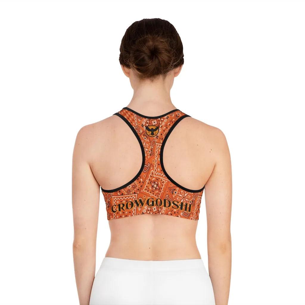 Crowgodshi Designer Orange Colors Sports Bra