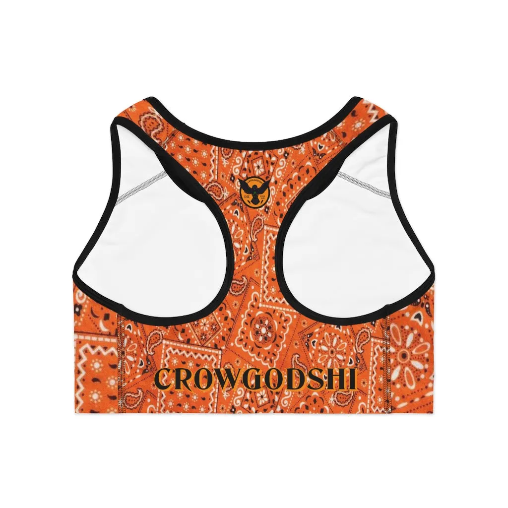 Crowgodshi Designer Orange Colors Sports Bra