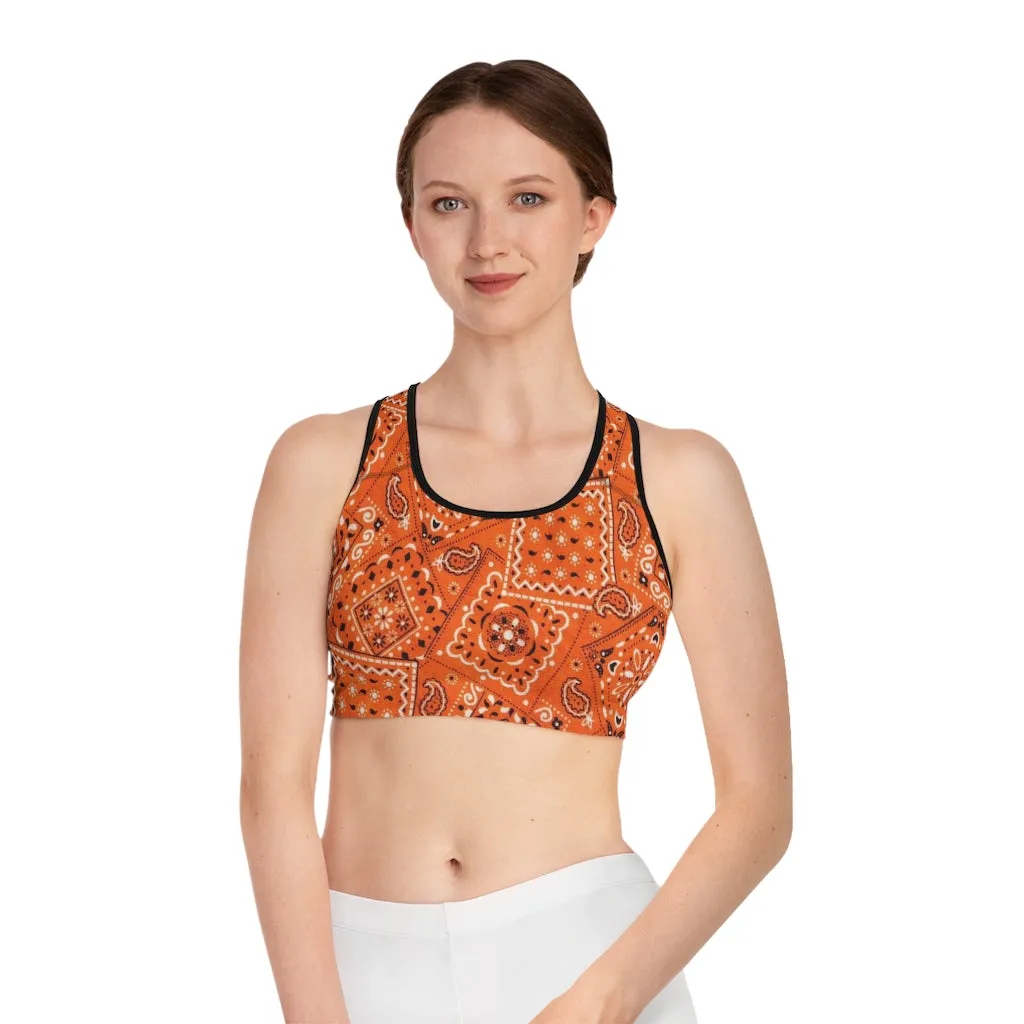 Crowgodshi Designer Orange Colors Sports Bra