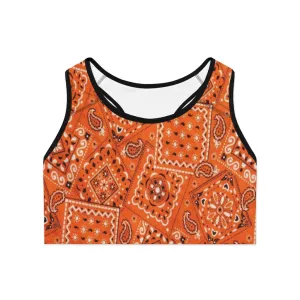 Crowgodshi Designer Orange Colors Sports Bra