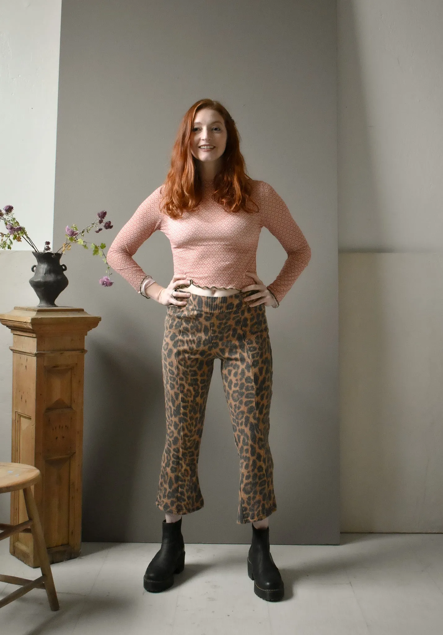 Doppel Pant in Leopard Rib