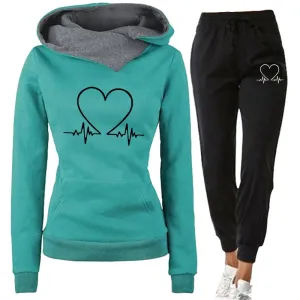 EKG Heart Hooded Sweater and Jogger Set - Fern and Oak