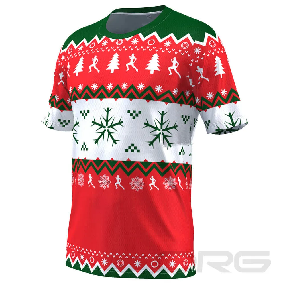 FMR Men's Ugly Christmas Sweater Short Sleeve Running Shirt