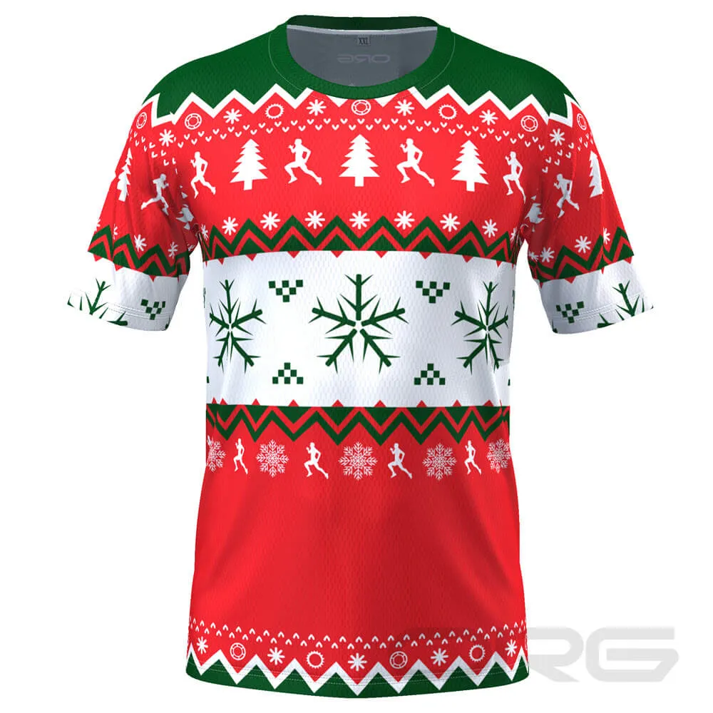 FMR Men's Ugly Christmas Sweater Short Sleeve Running Shirt