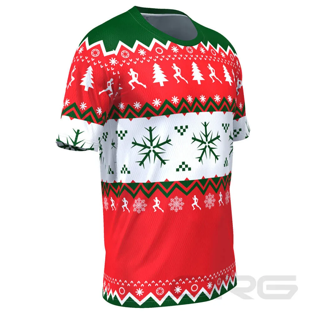 FMR Men's Ugly Christmas Sweater Short Sleeve Running Shirt