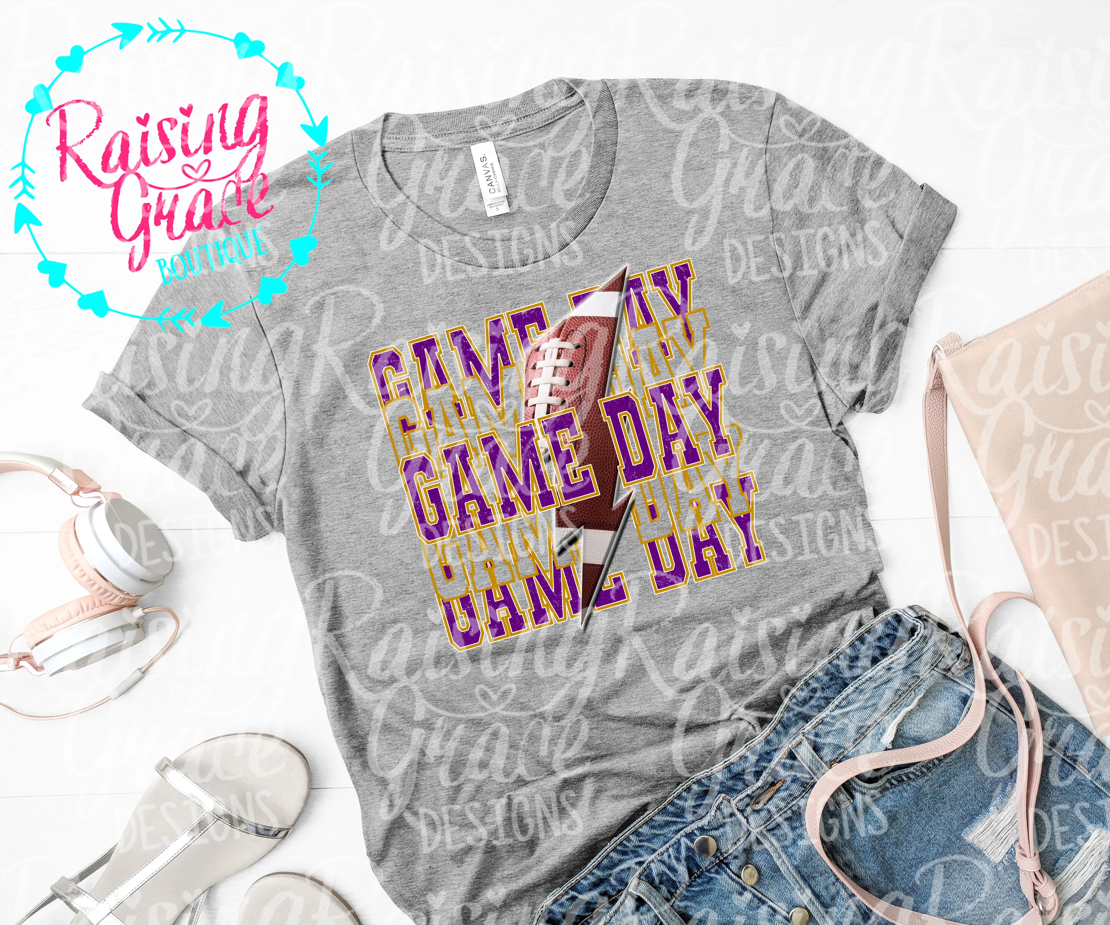 Game Day - Football - Purple and Gold - T-Shirt - Adult