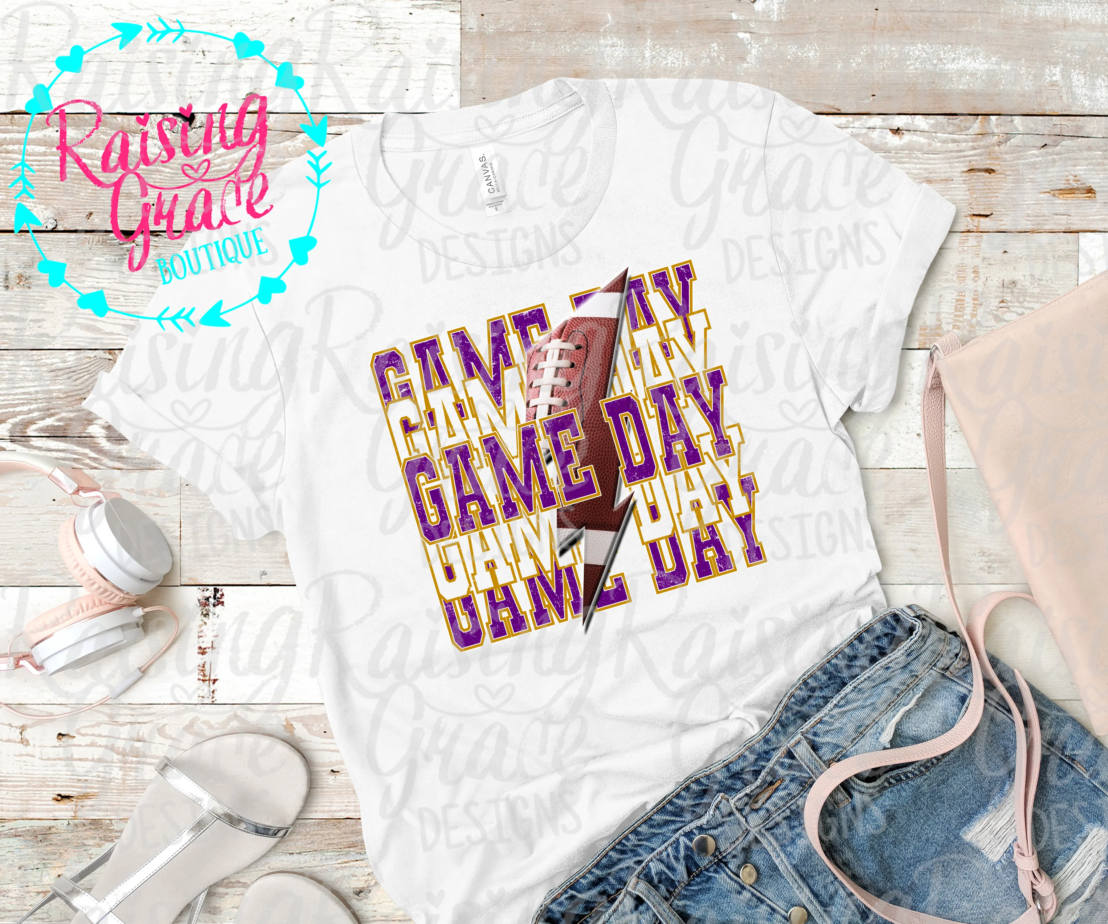 Game Day - Football - Purple and Gold - T-Shirt - Adult