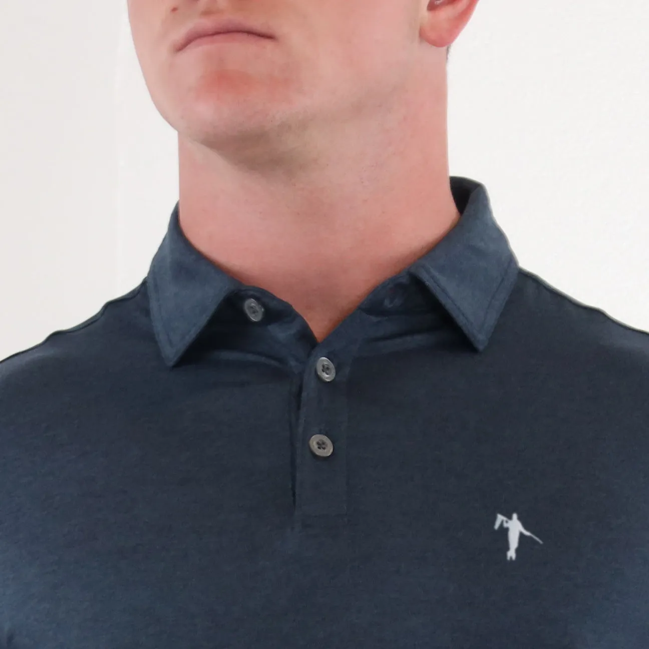 GAMER ICON POLO - NAVY HEATHER