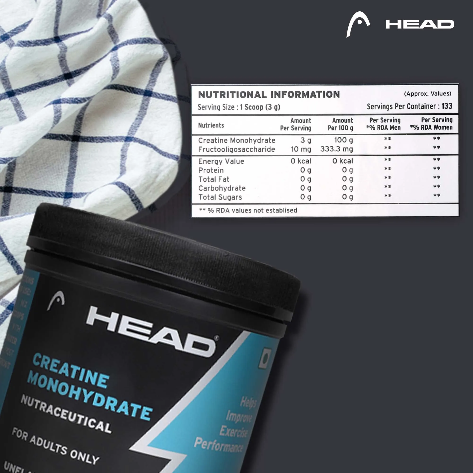 Head Pure Micronised Creatine Monohydrate (400g, Unflavoured) |Speedy Muscle Repair & Recovery | Supports Athletic Performance & Power