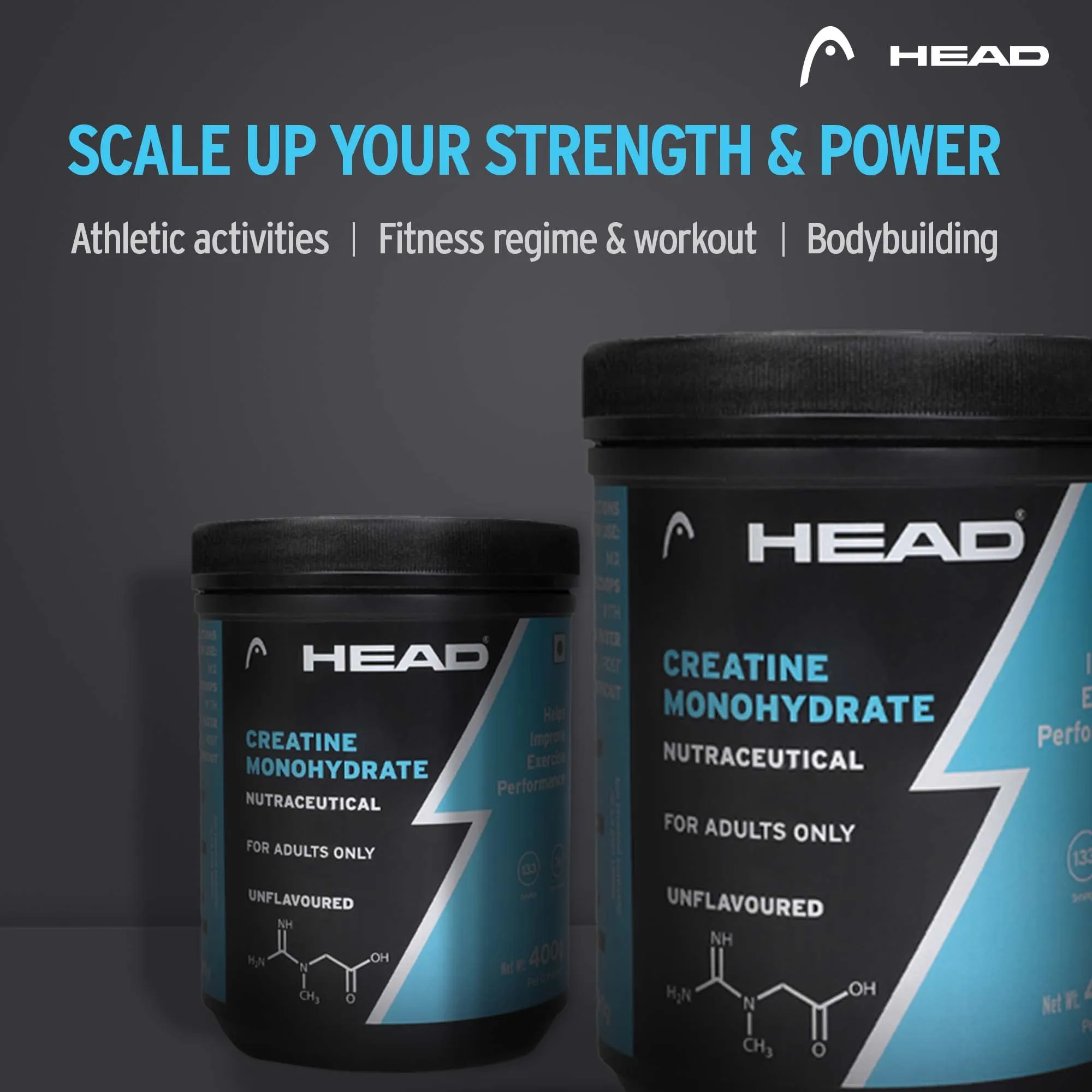 Head Pure Micronised Creatine Monohydrate (400g, Unflavoured) |Speedy Muscle Repair & Recovery | Supports Athletic Performance & Power