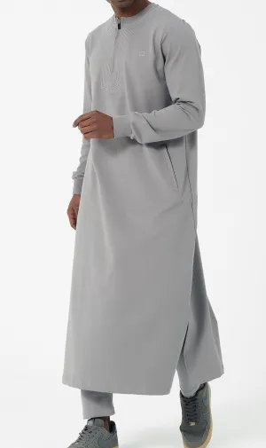 Islamic Men's Long Thobe Kamees Amwaj R24 QL in Grey