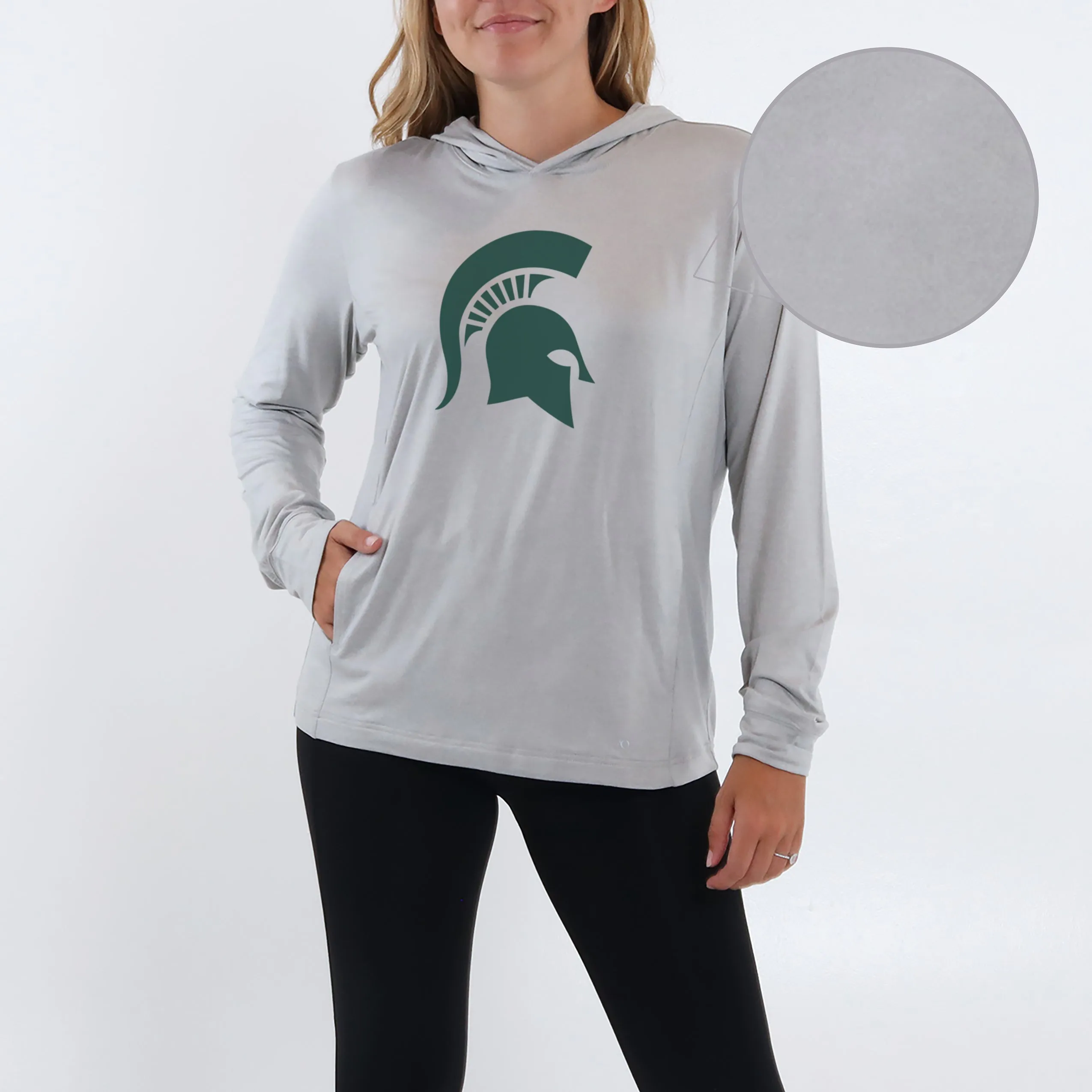 Ladies Blacks Beach Hoodie MSU - Steel Heather