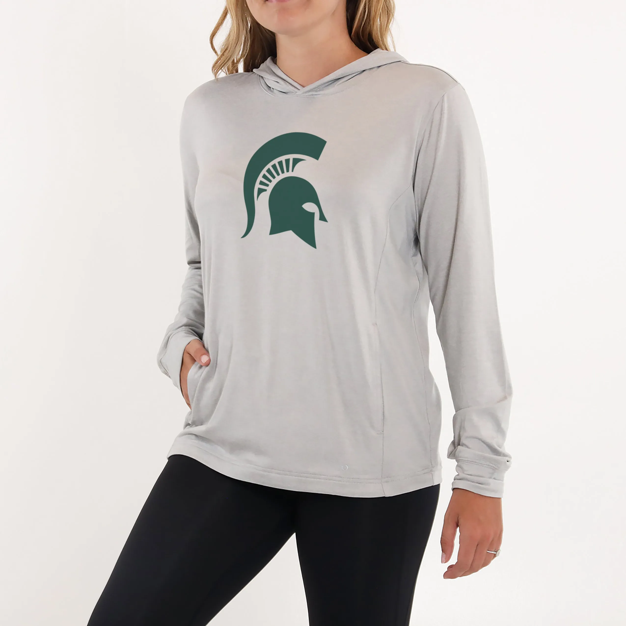 Ladies Blacks Beach Hoodie MSU - Steel Heather