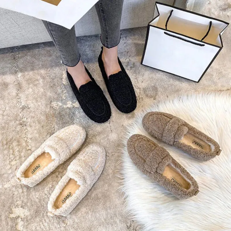 Leisure Winter Plush Slip-on Outdoor Loafer Shoes