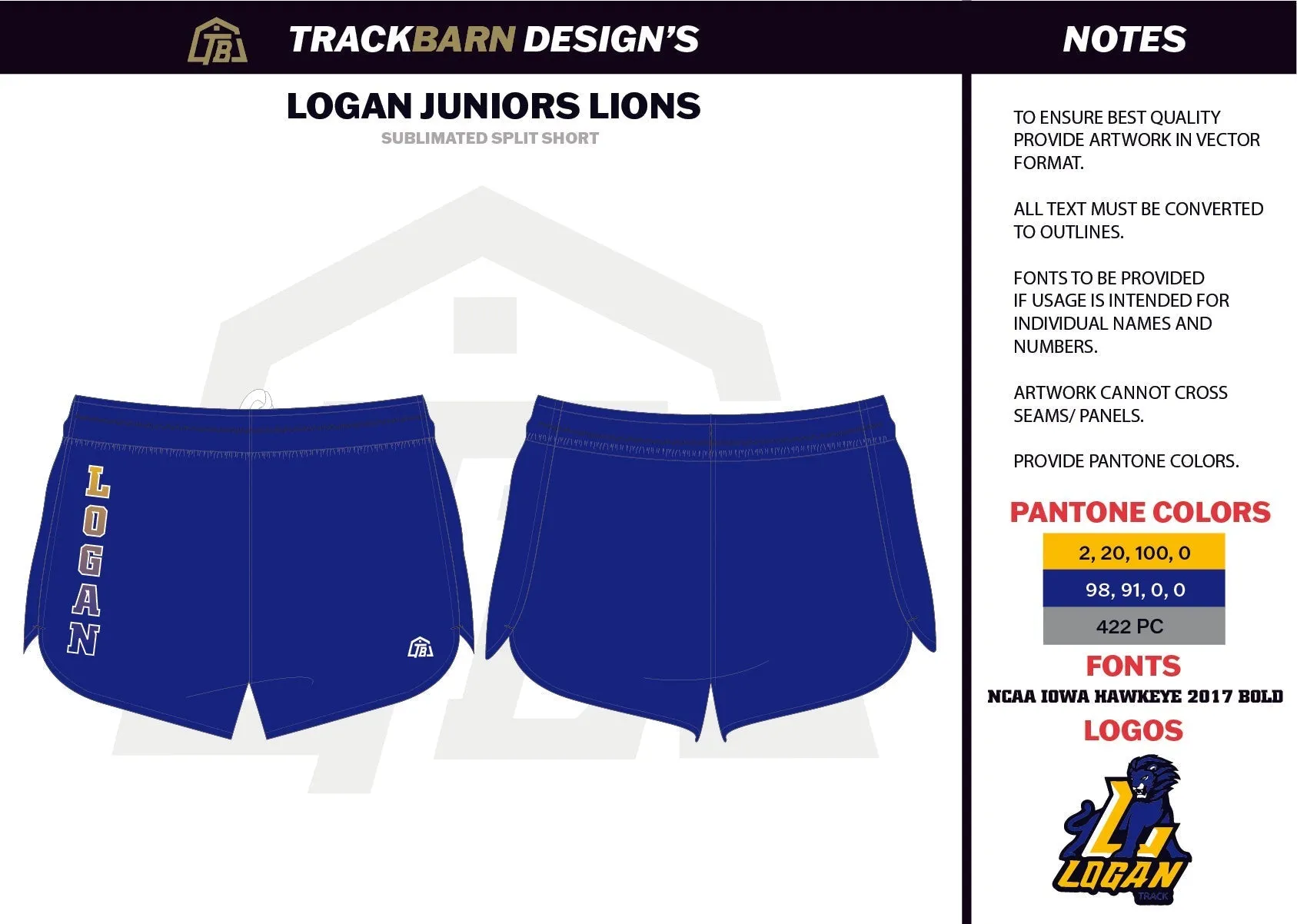 Logan-Junior-Lions Womens Split Track Short