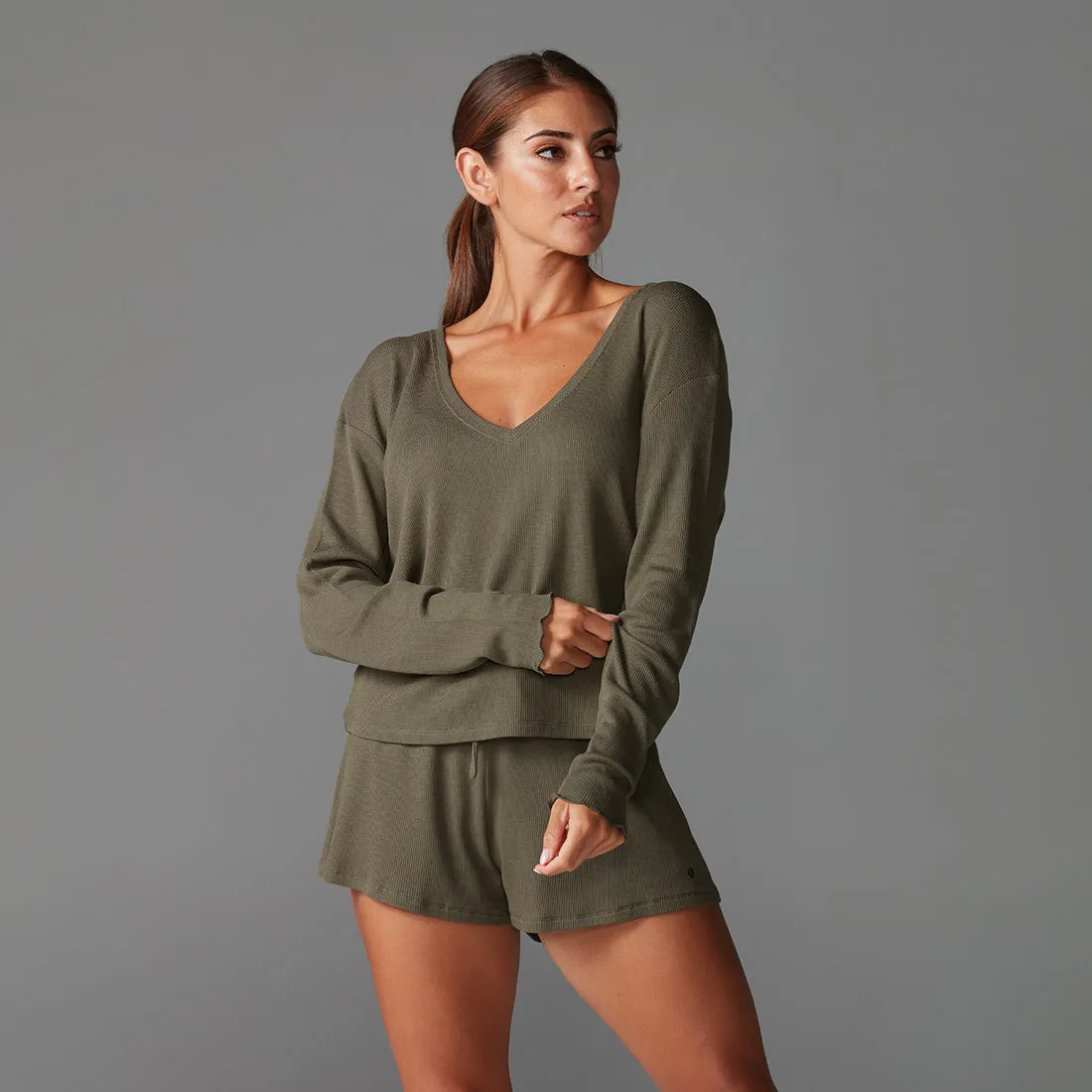 Lounge Waffle Long Sleeve Top *