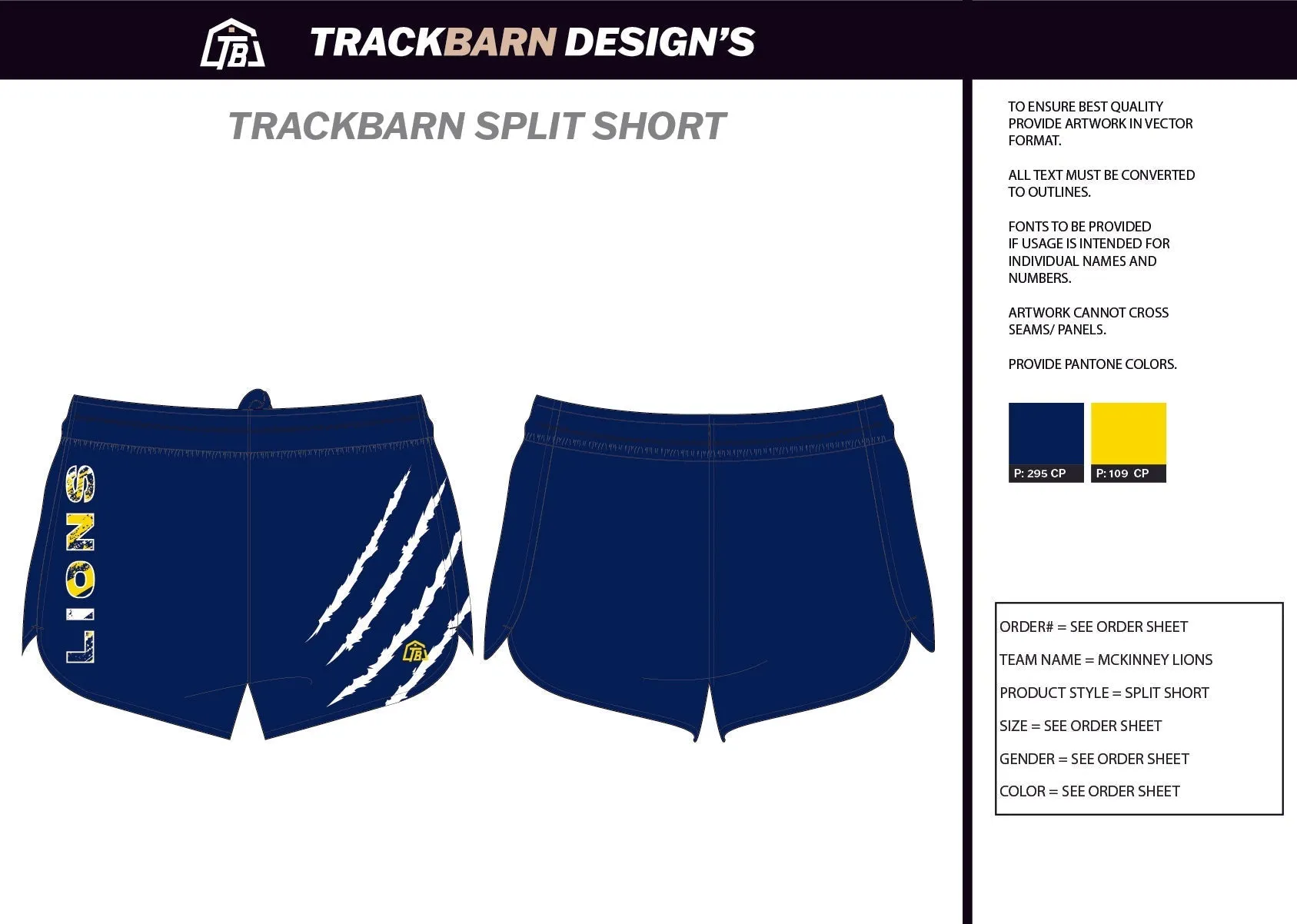 McKinney-Lions- Womens Split Track Short