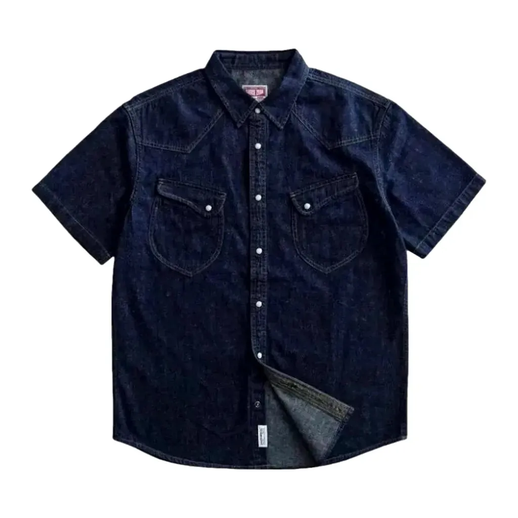 Medium wash western labor men's denim shirt