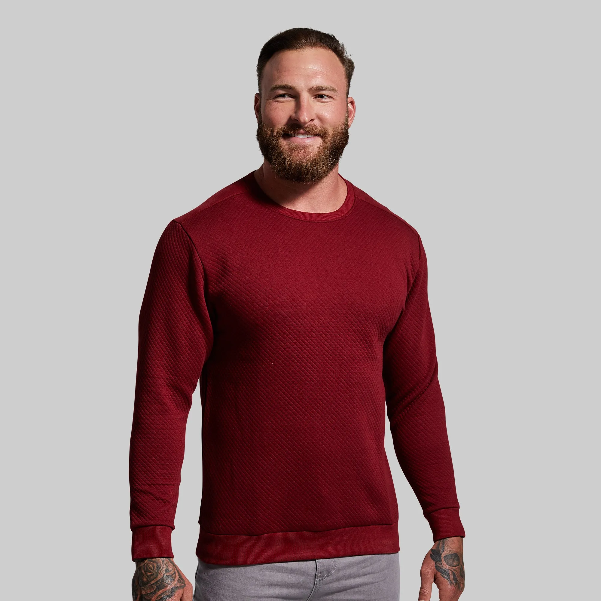 Men's Waffle Crewneck Pullover (Mahogany)