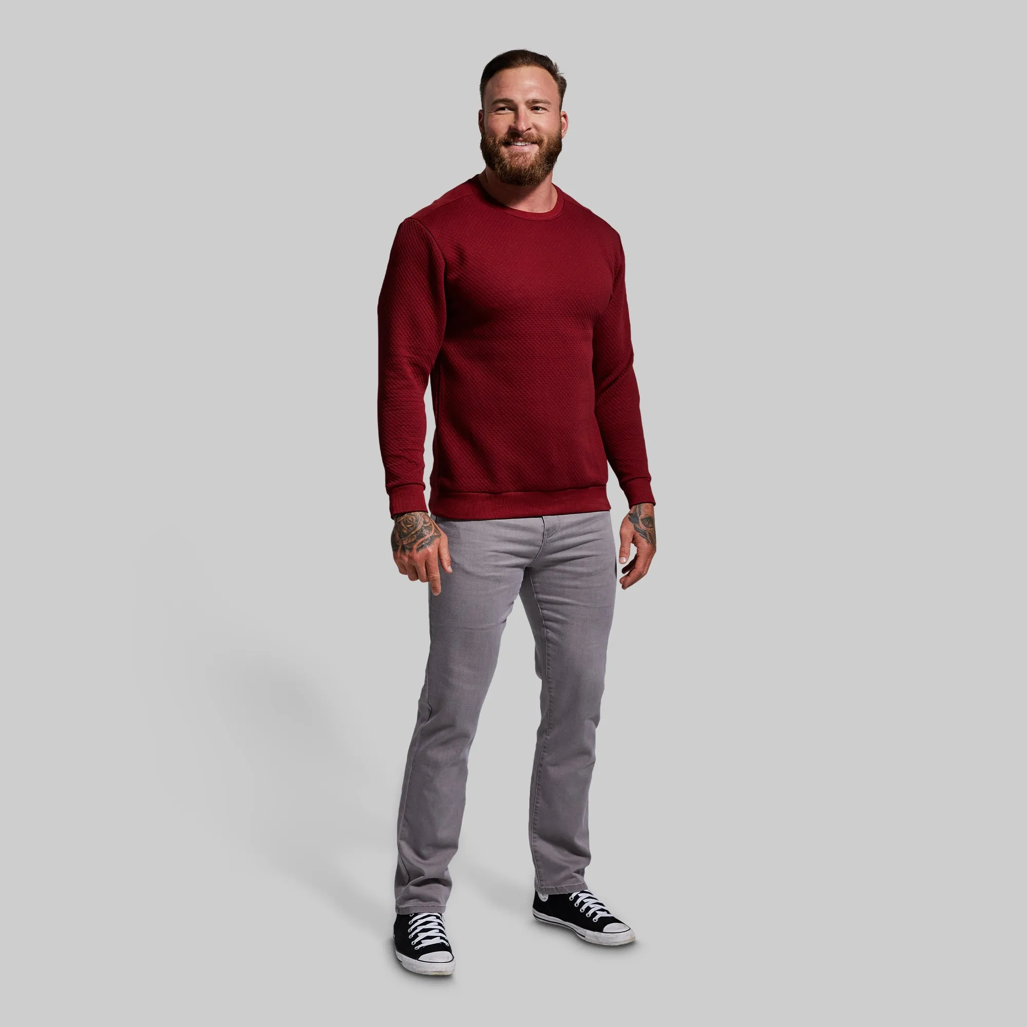 Men's Waffle Crewneck Pullover (Mahogany)