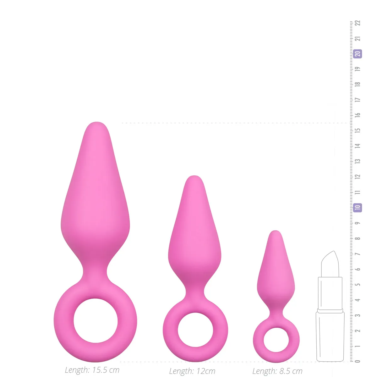 PINK BUTTPLUGS WITH PULL RING TRAINING SET