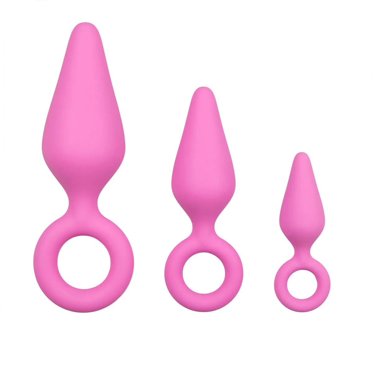 PINK BUTTPLUGS WITH PULL RING TRAINING SET