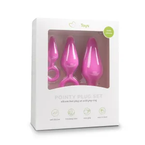 PINK BUTTPLUGS WITH PULL RING TRAINING SET