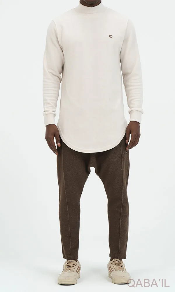 QL Longline High Collar Sweatshirt in Beige