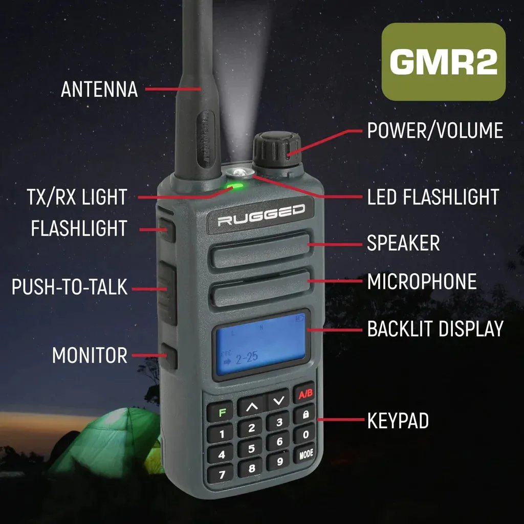 Rugged GMR2 Handheld GMRS/FRS Radios - Pair