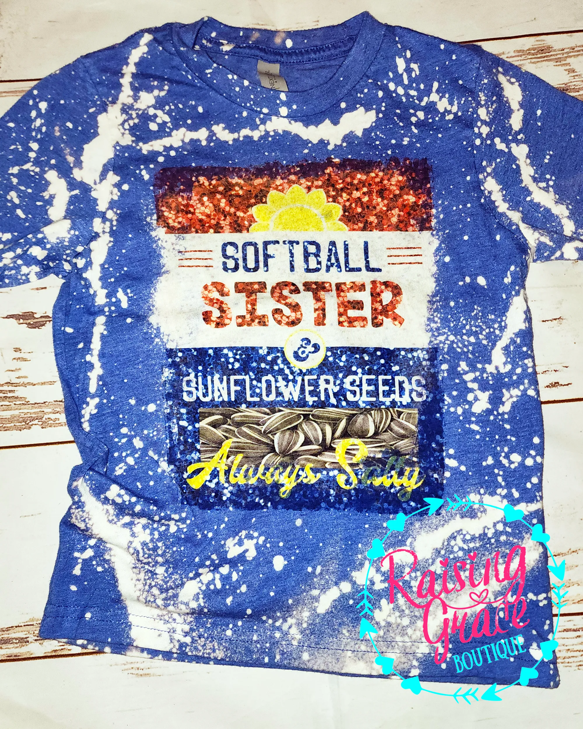 Salty Softball Sister - Bleached T-Shirt - Adult