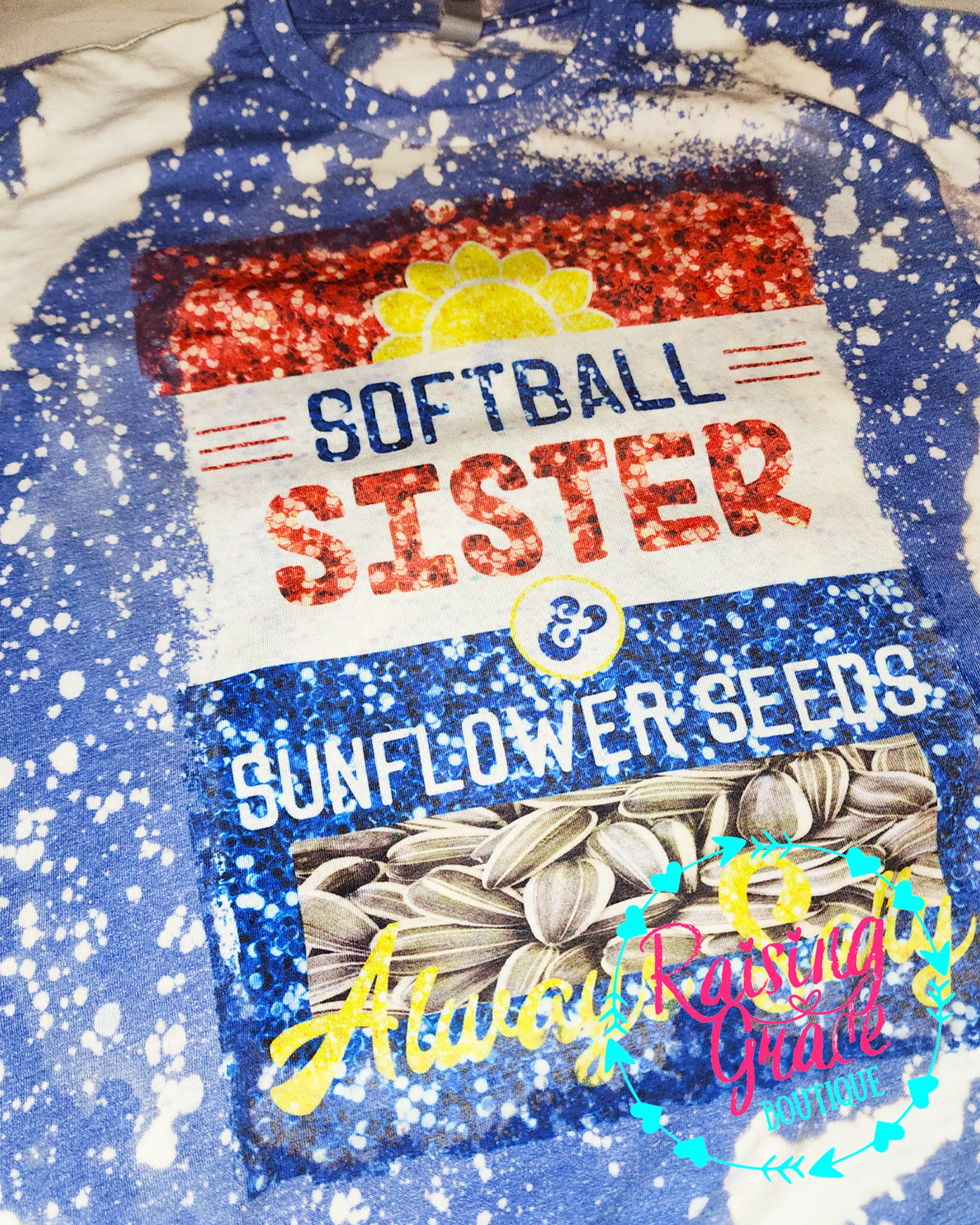 Salty Softball Sister - Bleached T-Shirt - Adult