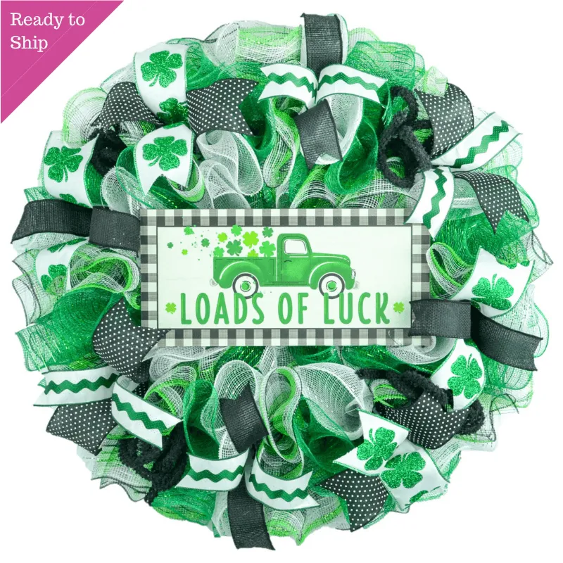 St Patricks Wreath, Loads of Luck Black Green White