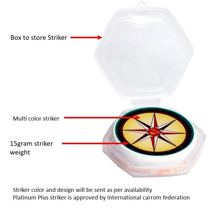 Synco Carrom Striker Professional 15g with Special case, Assorted Color, 1pcs (Platinum Plus)