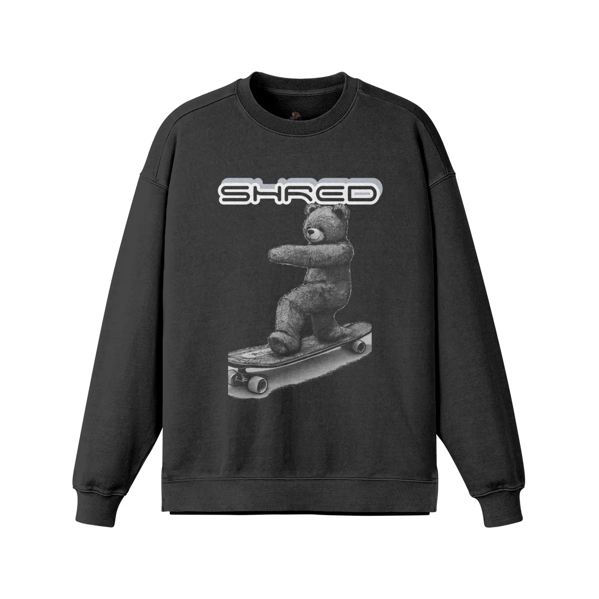 Teddy Ride Shred 380GSM Unisex Heavyweight Oversized Side Slit Faded Sweatshirt