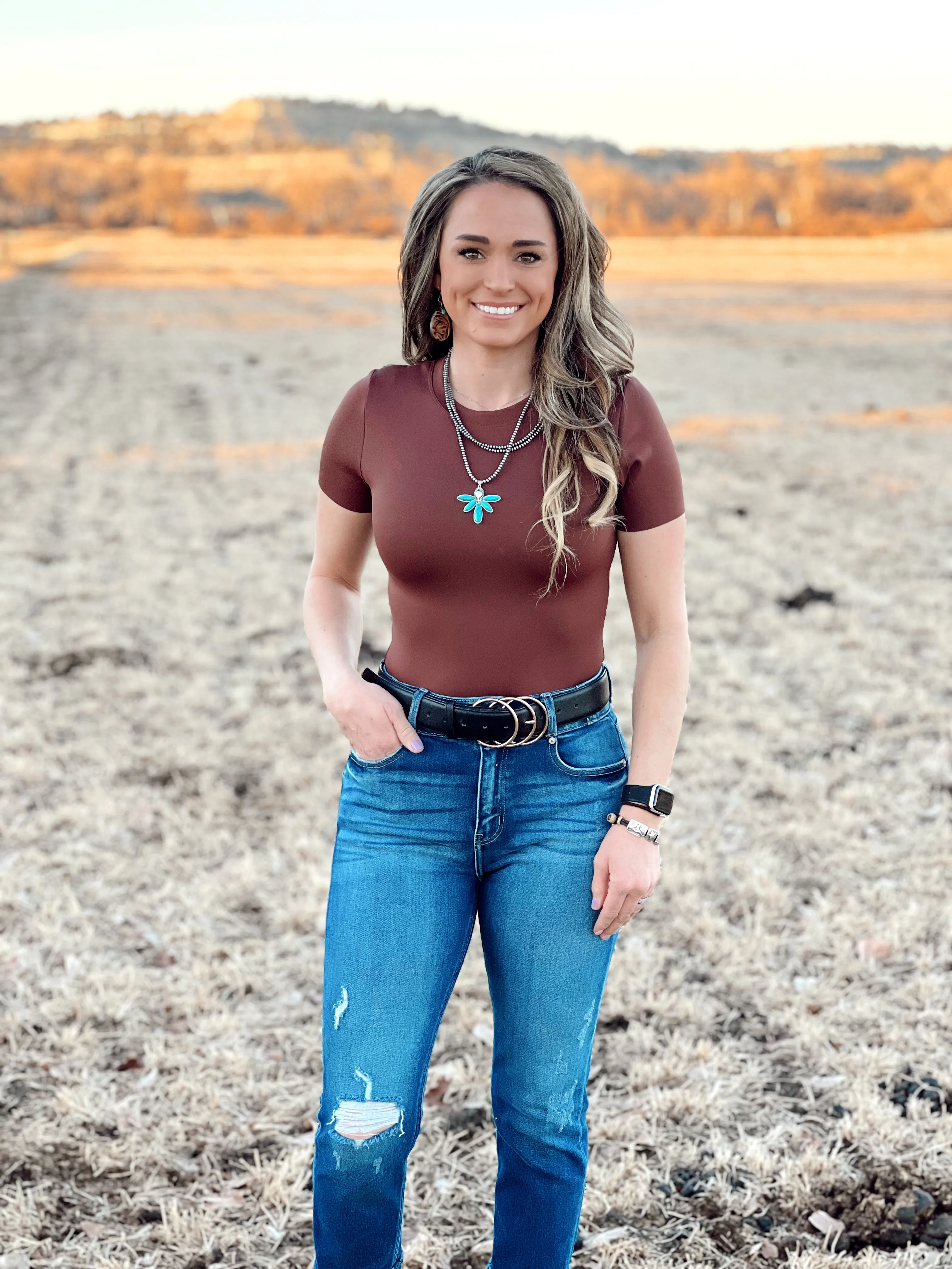 The Perfect Tee Bodysuit in Brown