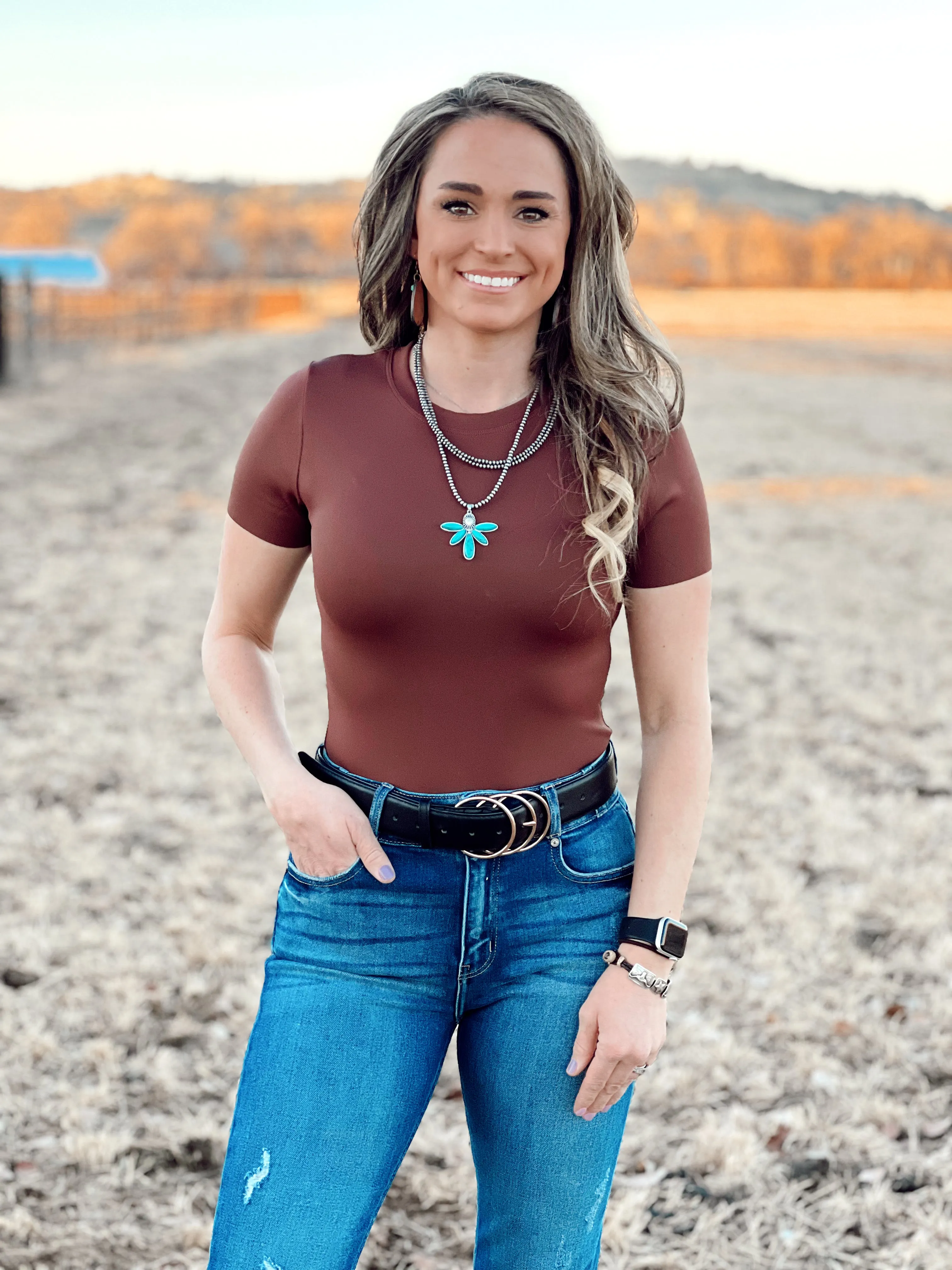 The Perfect Tee Bodysuit in Brown