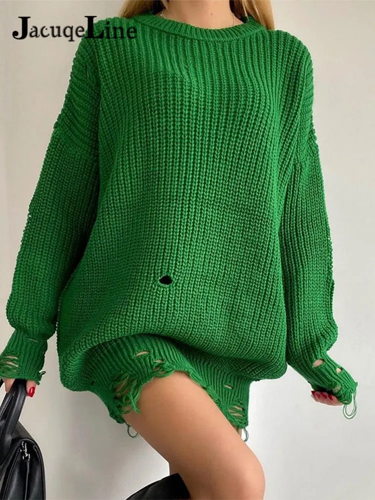 Trendy Oversized Elegant Knitted Sweater Dress