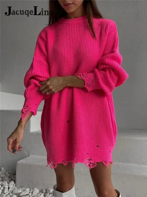 Trendy Oversized Elegant Knitted Sweater Dress