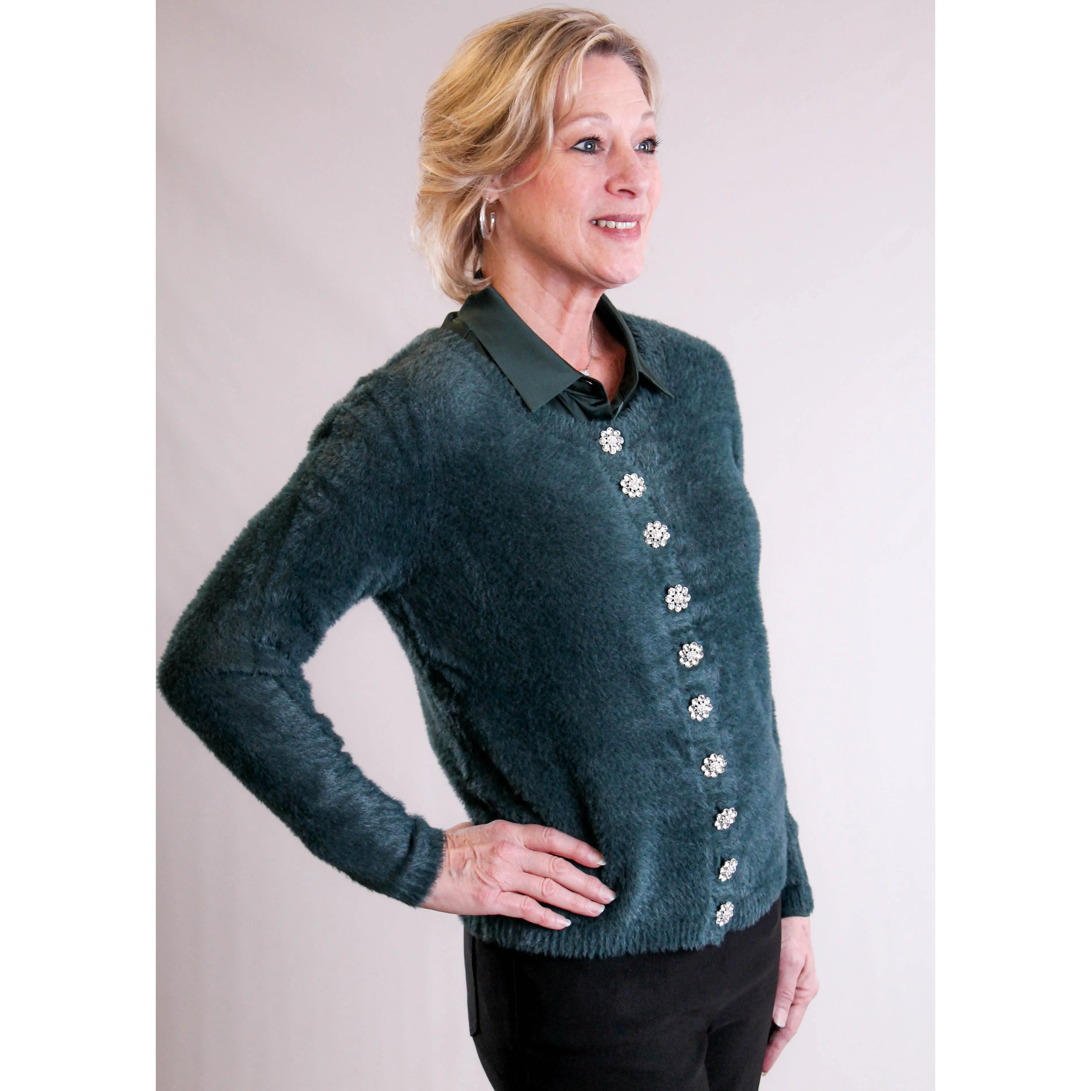 Tribal Sportswear Sweater Cardigan with Fancy Buttons