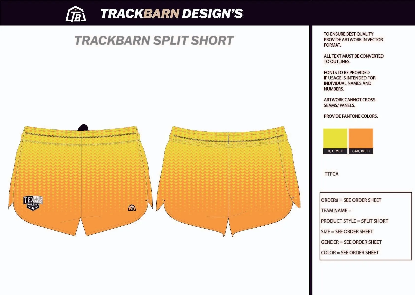 TTFCA-- Womens Split Track Short