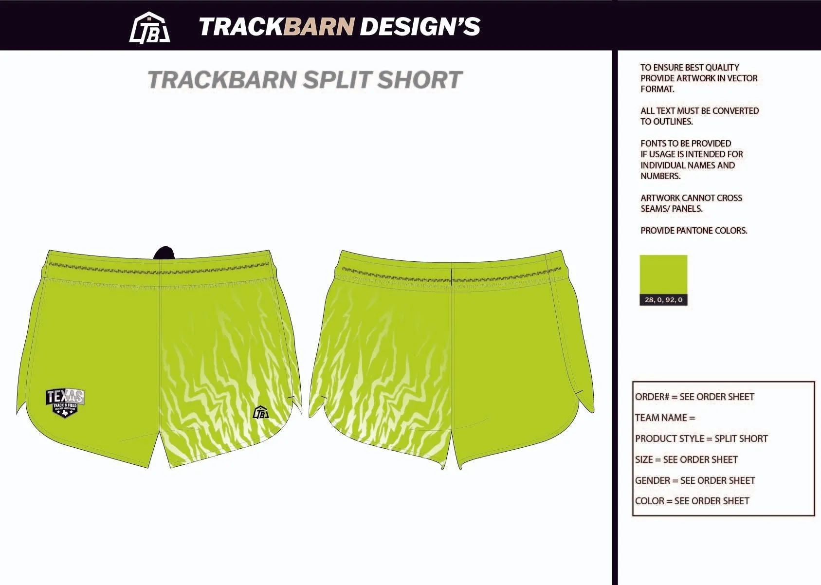 TTFCA-- Womens Split Track Short