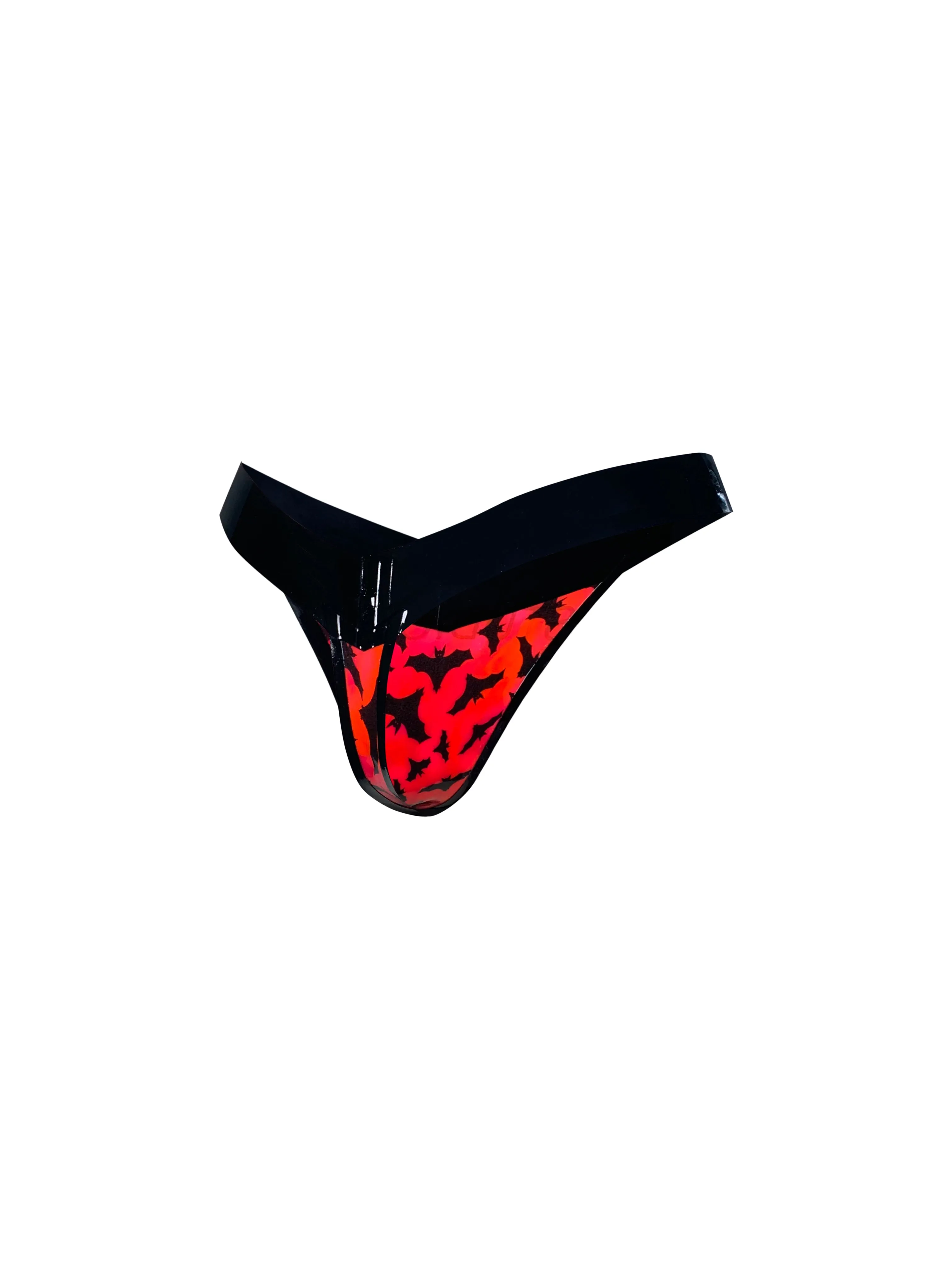 UV Glow Pink Bat Print High Cut Thong READY TO SHIP