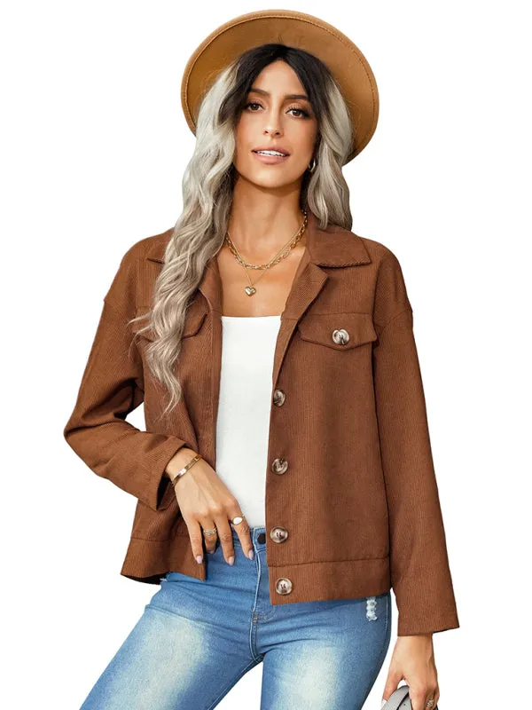 Wenkouban-Winter outfits ideas Women's fashion versatile jacket corduroy jacket