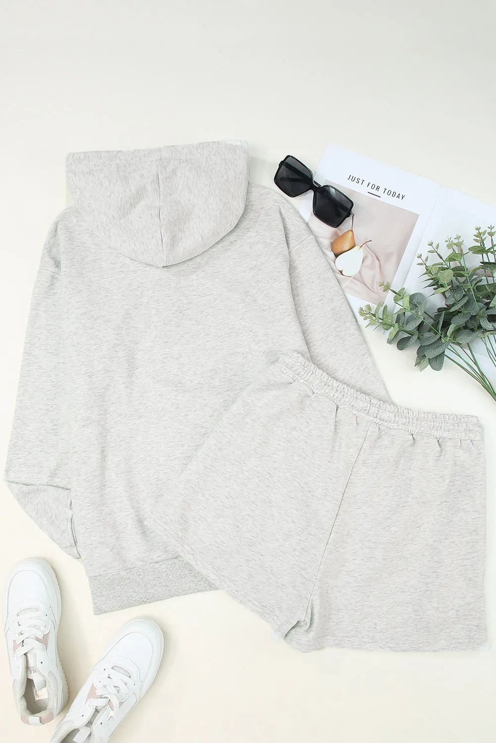 Women 2 Piece Sweatsuit Lounge Sets Oversized Hoodie Sweatshirt Shorts Tracksuit Set