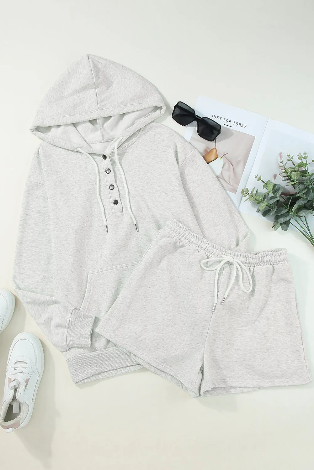 Women 2 Piece Sweatsuit Lounge Sets Oversized Hoodie Sweatshirt Shorts Tracksuit Set